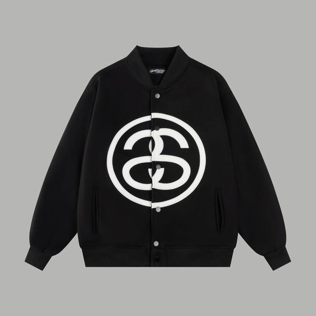 Style No. S52 Stussy 25Ss catwalk baseball jacket Using the veneer process to re