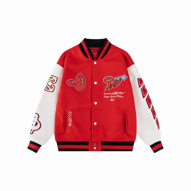 Style No. S16 Offwhite Fw24 show same towel embroidery baseball jacket Using 10,