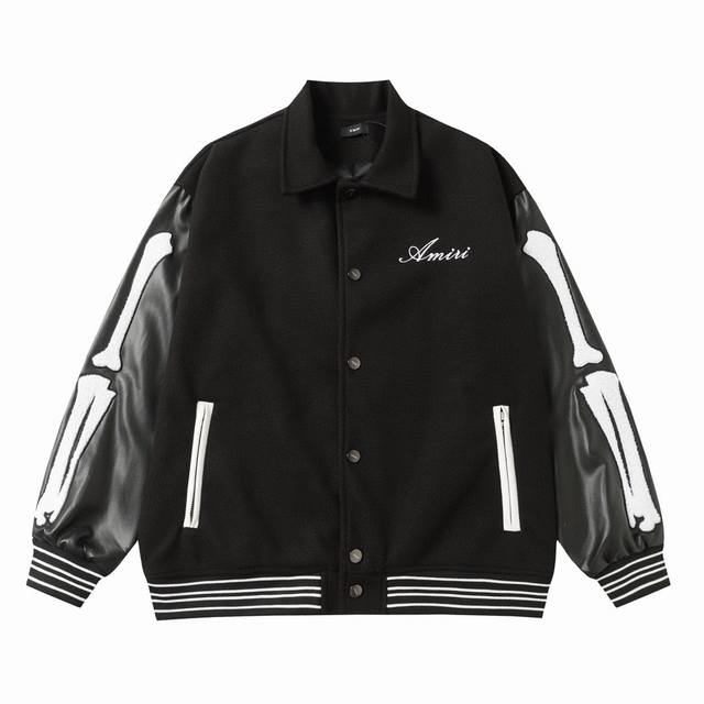Style No. S05 -Amiri classic bone embroidery Wang Jiaer same baseball jacket -Us