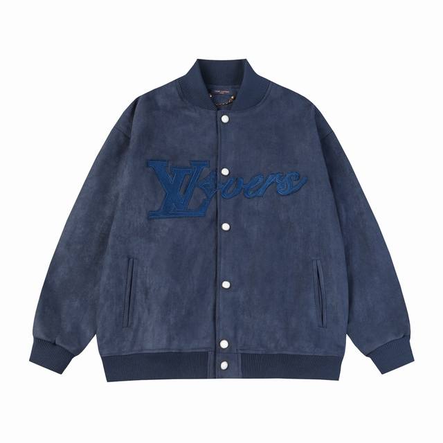 L2 Lv Fwss Towel embroidery baseball jacket -Selected deer velvet leather fabric