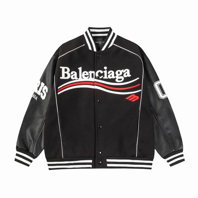 Style No. 616 Balenciaga towel embroidery baseball jacket uses 700G velvet nylon