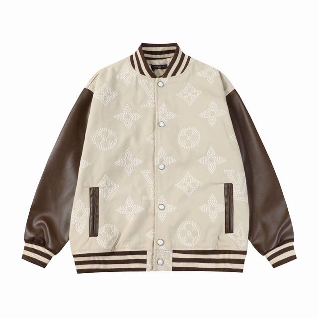 W11 Lv Full-printed positioning flower baseball jacket adopts toothbrush embroid