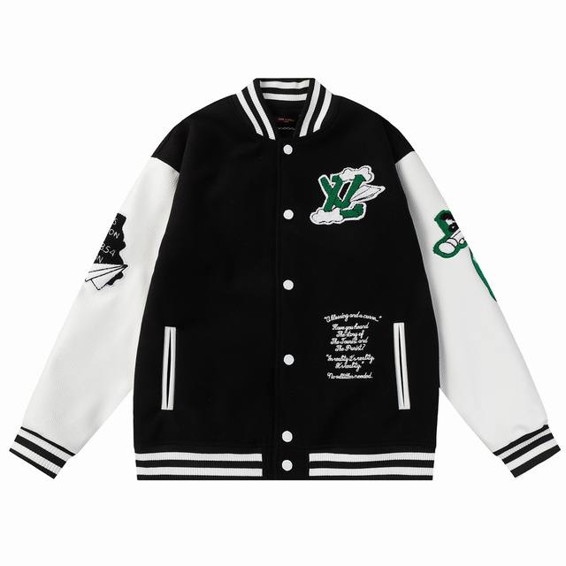B98 Lv graffiti painting towel embroidery baseball jacket 700G dragon and phoeni