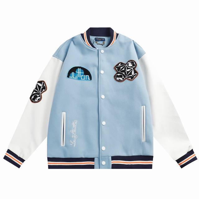 Style B50 Lv New towel embroidery baseball jacket high-weight wool with litchi p