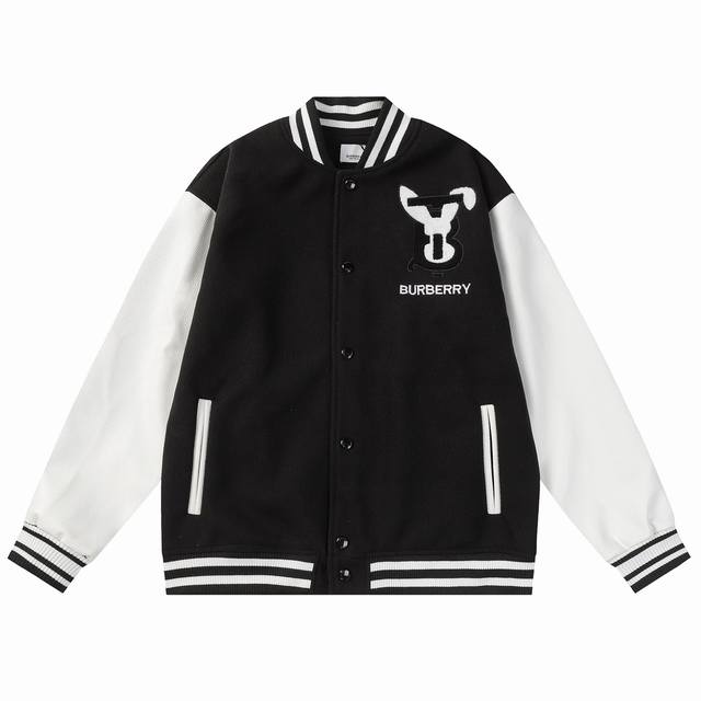 B56 Burberry preppy style Year of the Rabbit towel embroidery baseball jacket wi