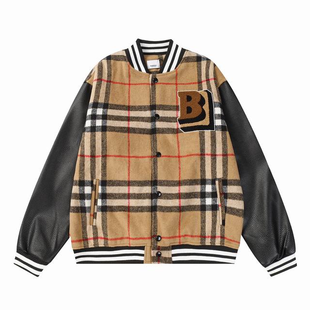 B61 Burberry College Style Bb Super Star Towel Embroidery Baseball Jacket High W