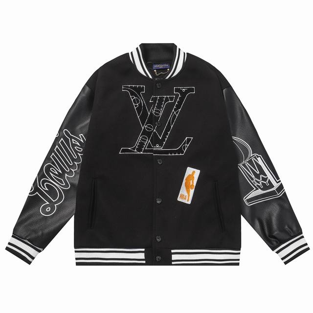 Style No. B10 Lv x NBA joint towel embroidery baseball jacket 700G nylon materia