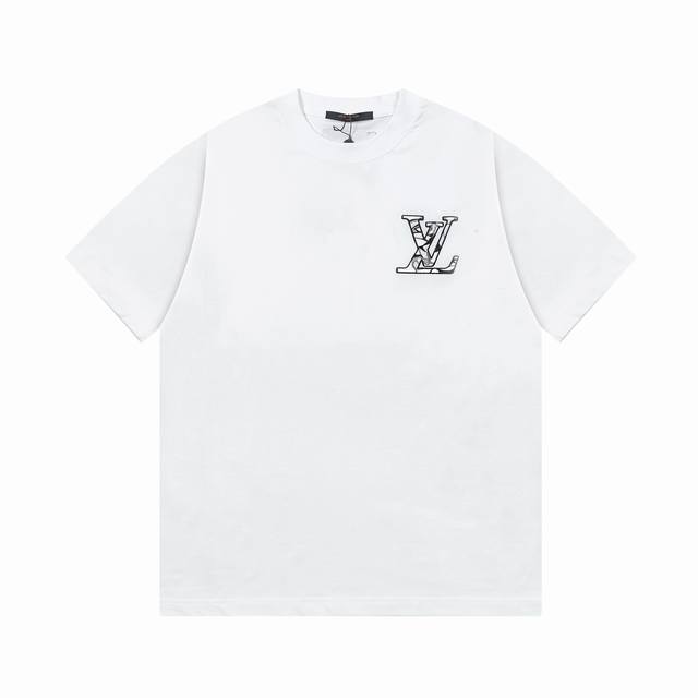 Lv's new embroidered short sleeves, high-quality heavy double yarn 280G32 smooth