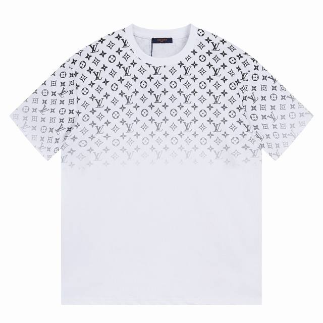 Lv Louis Vuitton unisex short-sleeved 440-count cotton fabric, digital gradient
