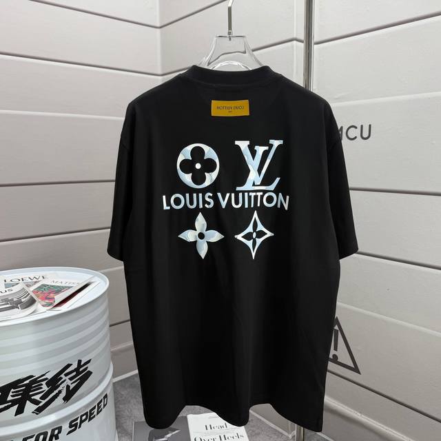 Lv Louis 2025 Spring and Summer New Classic Letter Foaming + Silicone Printing T