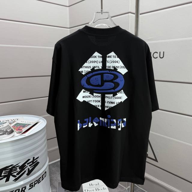 Bal*Paris*2025 Spring and Summer New Round Neck Short Sleeve Foam Logo Printing