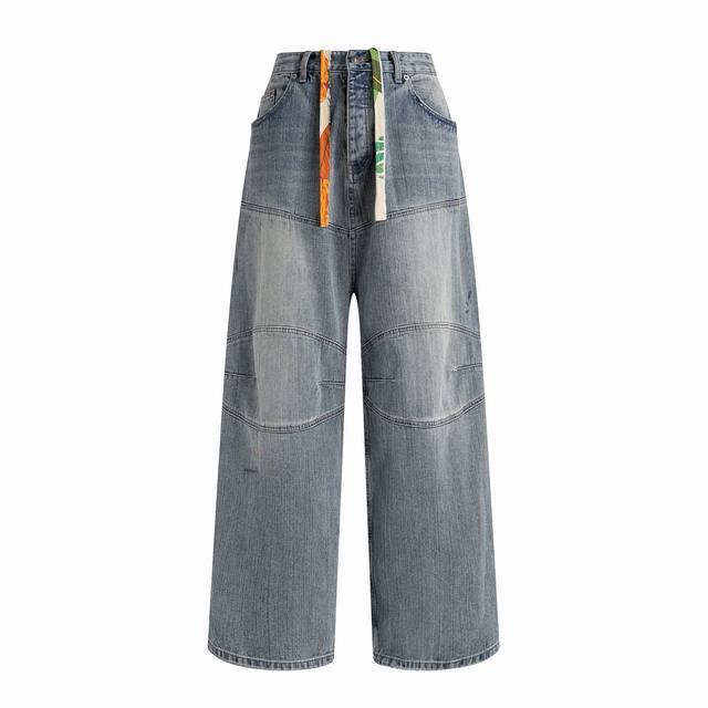 Blcg Balenciaga 25Ss floral drawstring wide-leg jeans Color washed blue washed b