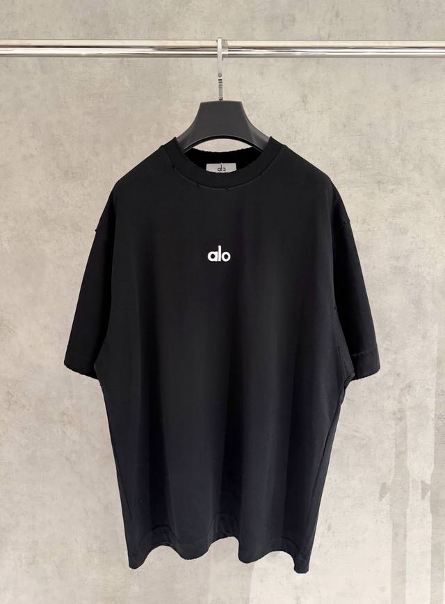 Strict quality control Alo new round neck short sleeve T-shirt Heavy 320g double