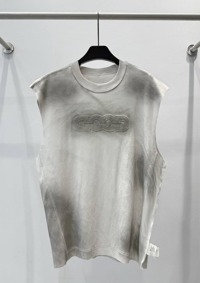 Good new sleeveless round neck T-shirt 320g composite fabric The upper body is w