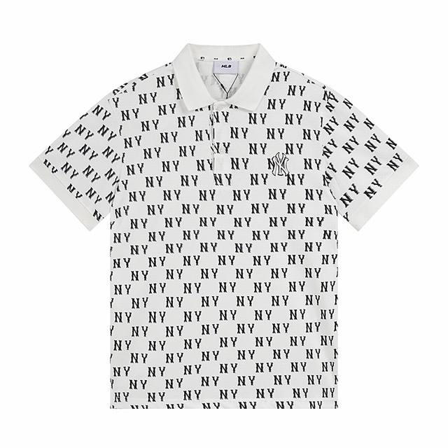 D280 Polo shirt Fabric: Mlb old flower full print Color: white black Size: S Rec