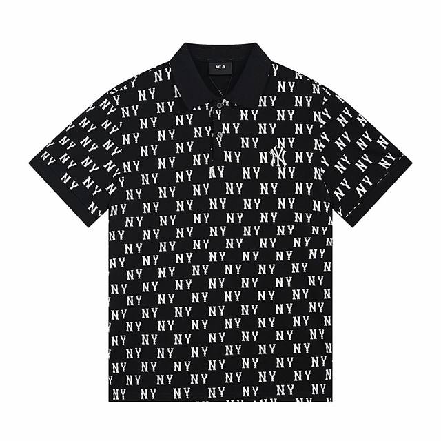 D280 Mlb Polo Shirt Fabric: Mlb old flower full print Color: White Black Size: S