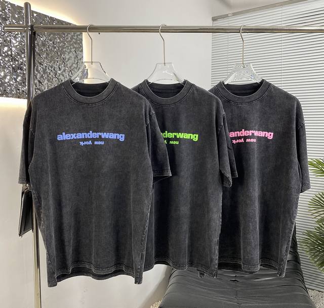 High quality Aw Alexander Wang classic fried color short-sleeved T-shirt Fabric