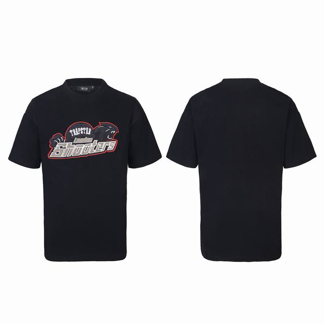 6619# Trapstar 280g heavy double yarn pure cotton loose short-sleeved T-shirt bl
