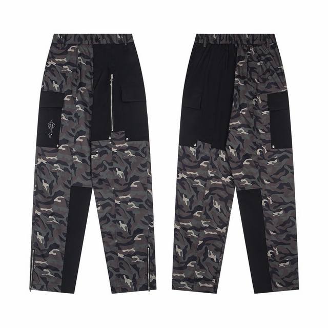 T63# American trendy Trapstar camouflage color matching overalls trousers pocket