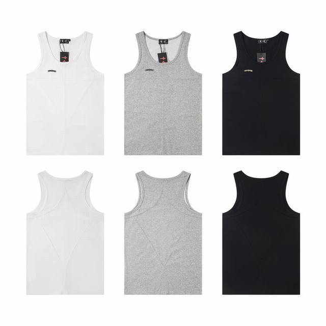 G01# Thug Club badge silver star and moon bottoming shirt American sleeveless ve