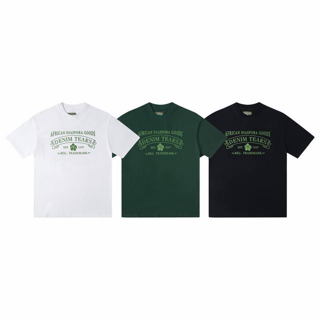 D312# Denim Tears Kapok Classic Cotton Loose Unisex White Short Sleeve T-shirt 1