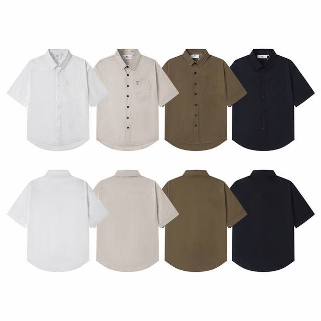 Am102# Ami love embroidery outline loose short-sleeved commuter versatile shirt