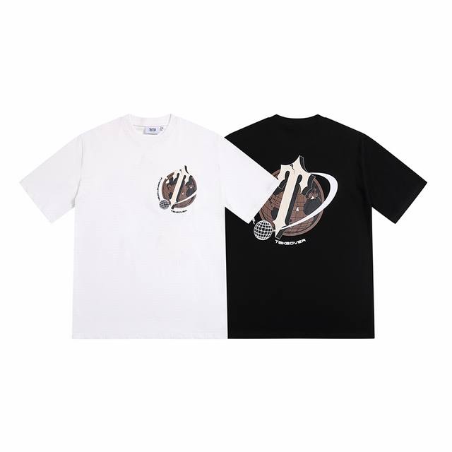 6606# Trapstar 280g heavy double yarn pure cotton loose short-sleeved T-shirt bl