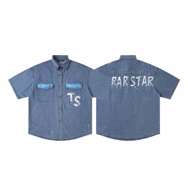 T75# Trapstar American retro denim shirt suit 15 S-Xl denim blue