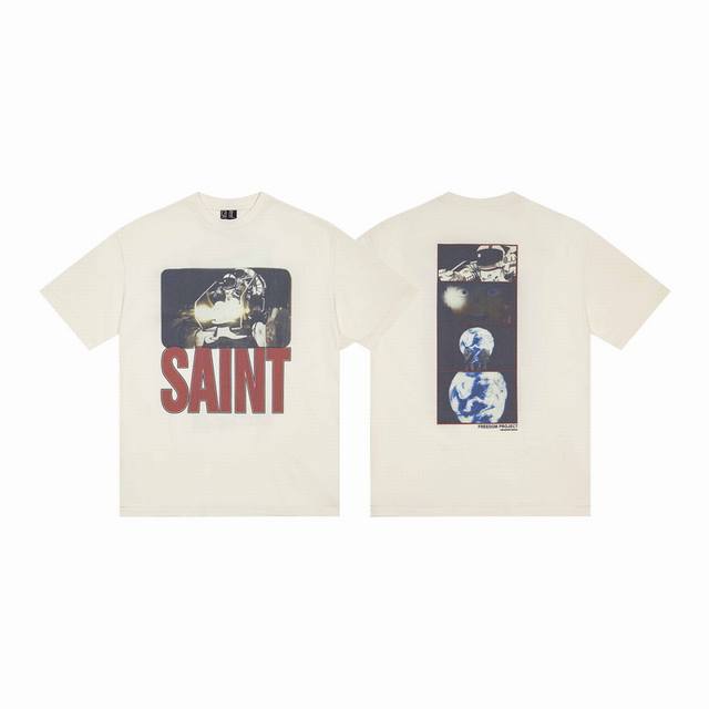 S01# Saint Michael Cho Stylish Astronaut Printed Casual Cotton Loose Short Sleev