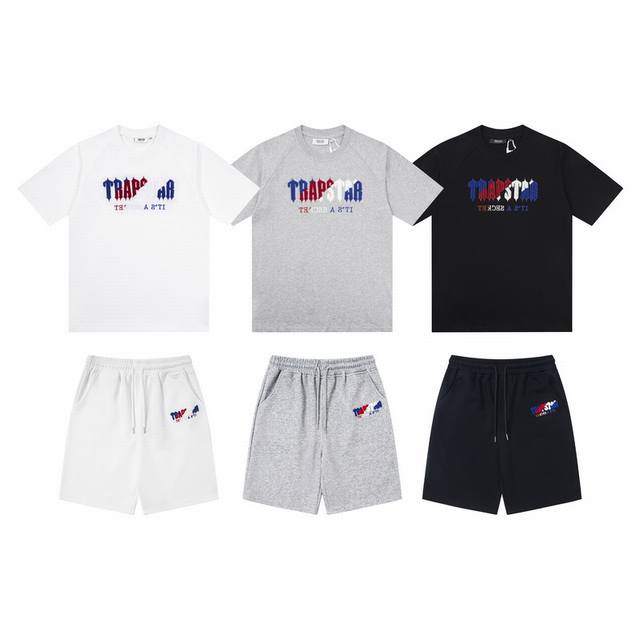 6613# Top 6913# Shorts Trapstar classic rainbow gradient towel embroidery loose