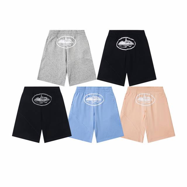 C223# Corteiz Alcatraz Basic Sweatpants Shorts Black Print White Black Print Gra