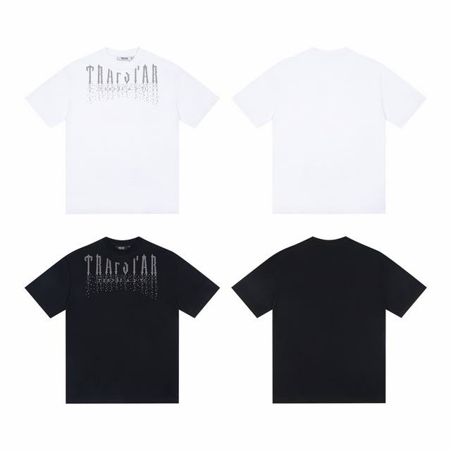 T66# Trapstar hot diamond American street letter diamond short nail bead T-shirt