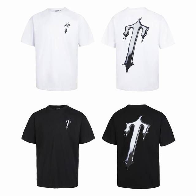 T18# Trapstar new style melted logo 3D effect printing 260g pure cotton loose T-