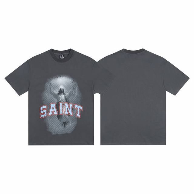 S08#Meichao Saint white ink direct spray pure cotton 260g loose short-sleeved T-