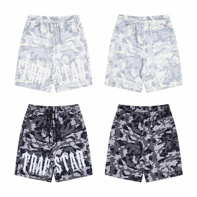 T60#Trapstar American high street casual sports camouflage shorts 15 light gray,