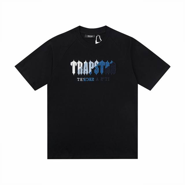 6616# Trapstar 280g heavy double yarn pure cotton loose short-sleeved T-shirt bl