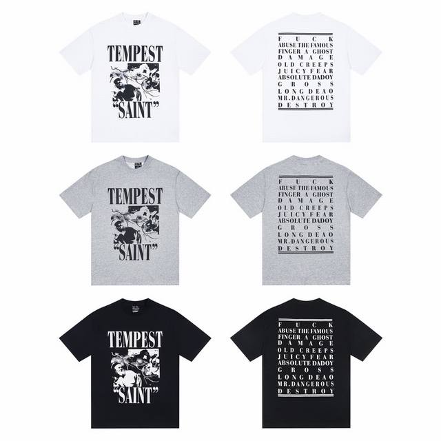 S12# Saint white ink direct spray pure cotton 260g loose short-sleeved T-shirt b