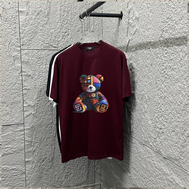 Fen*Fendi* 2025 Spring and Summer New Jigsaw High-end Bear Print Customized Doub