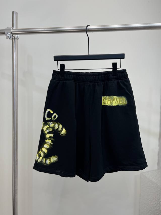 Chanel graffiti hand-painted shorts shorts heavy wash cut effect pure cotton ter