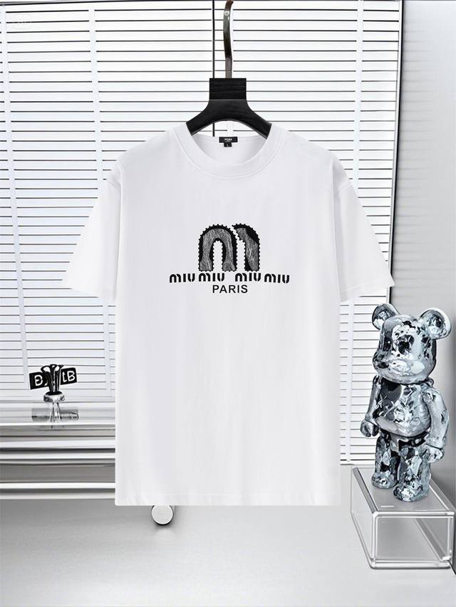 Miu Miu 25Ss new short-sleeve, the highest version of heavy craftsmanship printi