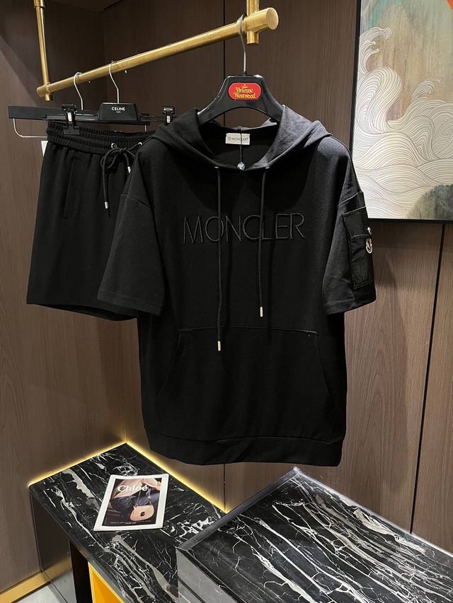 Brand Moncler 2025 round neck short sleeve shorts suit Pure cotton fabric will n