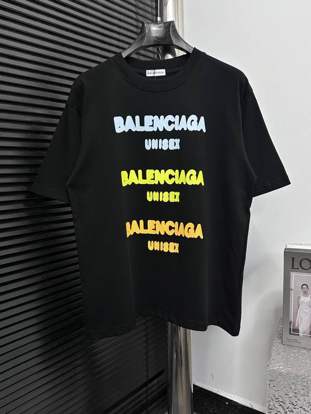 Balenciaga Paris 25Ss letter print short-sleeved T-shirt Custom-woven and dyed 2