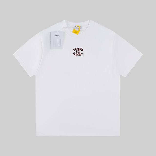 High version Chanel 25Ss snowflake embroidered short-sleeved T-shirt The fabric