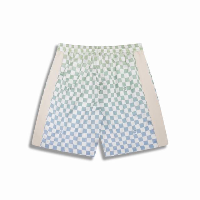 Correct version High quality 1V 2025 new gradient checkerboard shorts set These
