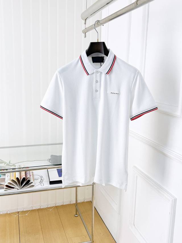 Prada 25Ss high quality short-sleeved lapel Polo shirt Correct version top repli