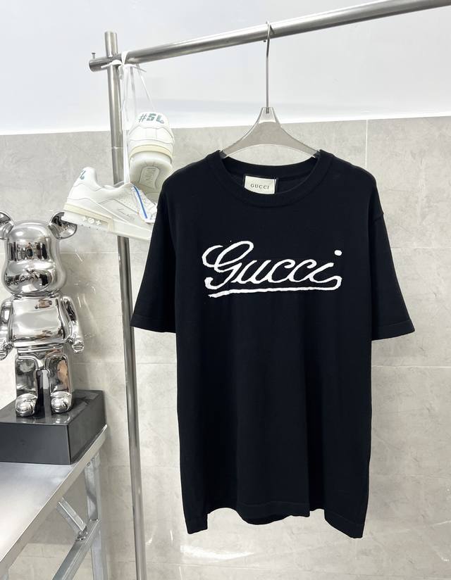 Model No. R070 Gucci's new hot-selling jacquard knitted short-sleeved shirt Cust