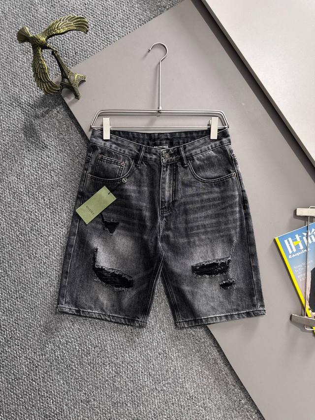 Paris 2025 summer new jeans shorts, made of imported Japanese Denim plain cotton