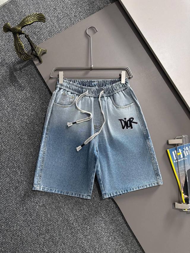 Dior 2025 summer new jeans shorts, made of imported Japanese Denim plain cotton