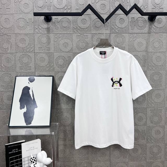 Balenciaga boutique colorful letter logo graffiti printing technology 330g round