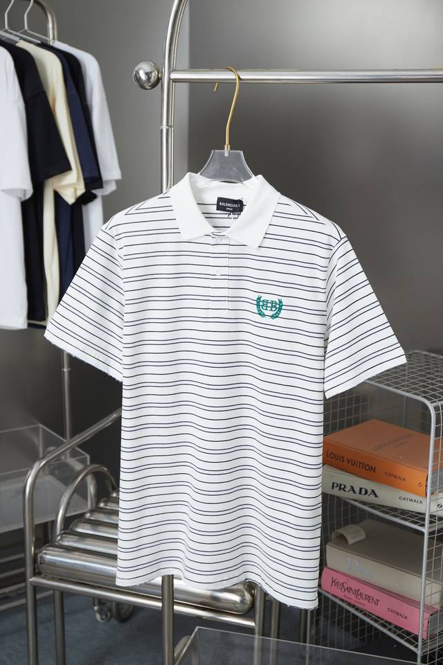 Balele 25Ss early spring new letter logo embroidery lapel short sleeves Light lu